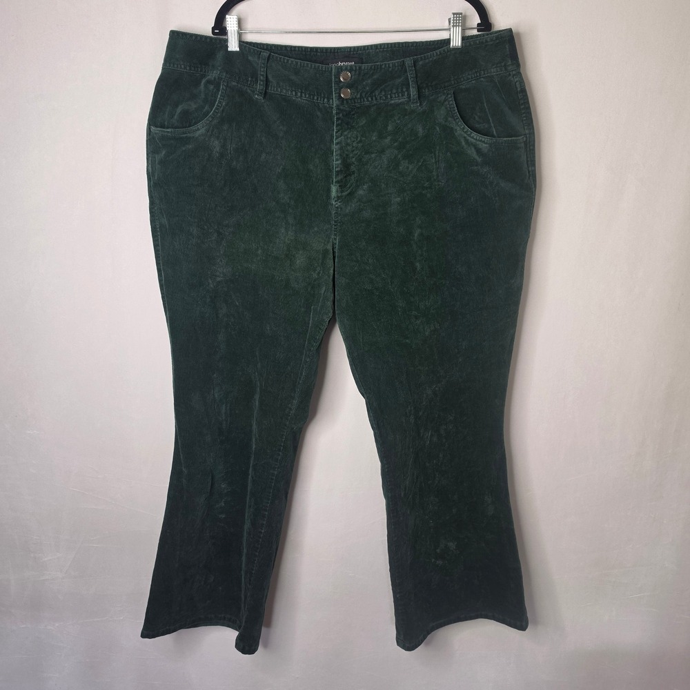 Lane Bryant Green Corduroy Bootcut Pants Womens 24 Petite Stretch CS11041033